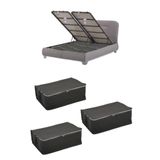 ADARYA HOME 3 Adet Kapitone Desenli Çekyat-baza Altı Hurç 60x40x22(GRİ)