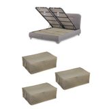 ADARYA HOME 3 Adet Kapitone Desenli Çekyat-baza Altı Hurç 60x40x22(KREM)