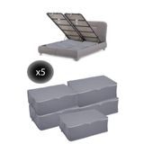 ADARYA HOME 5 Adet Kapitoneli Bazaaltı Hurç 60x40x22 - Büyük Boy Baza Hurcu(ANTRASİT)