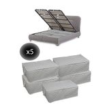 ADARYA HOME 5 Adet Kapitoneli Bazaaltı Hurç 60x40x22 - Büyük Boy Baza Hurcu(BEYAZ)