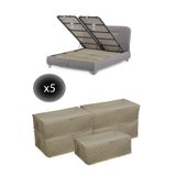 ADARYA HOME 5 Adet Kapitoneli Bazaaltı Hurç 60x40x22 - Büyük Boy Baza Hurcu(KREM)