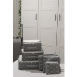 ADARYA HOME 6'lı Valiz Düzenleyici Bavul Içi Organizer Set - Seyahat Hurcu - Puantiye Desen (Antrasit)