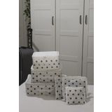 ADARYA HOME 6'lı Valiz Düzenleyici Bavul Içi Organizer Set - Seyahat Hurcu - Puantiye Desen (BEYAZ)