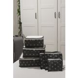ADARYA HOME 6'lı Valiz Düzenleyici Bavul Içi Organizer Set - Seyahat Hurcu - Puantiye Desen (Gri)