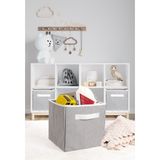 Adarya Home Dolap Içi Çamaşır ve Oyuncak Düzenleyici Kapaksız Saklama Kutusu | 30 x 30 x 30 cm (Çizgili) - Gri - Bej - 1