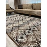 Adaş Savan Halı Örtüsü Etnik Tema ile Pamuk İplikten Yıkanabilir Dikdörtgen Kahverengi Halı - 200 x 300 cm