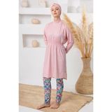 Adasea 261118 Pembe Pafilya Spor Lycra Pareolu Uzun Kollu Tesettür Mayo