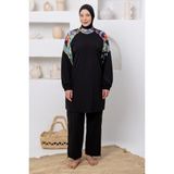 Adasea Violet Battal Uzun Kollu Tesettür Mayo 1808 - Siyah - 4XL