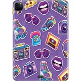Adasena Apple iPad Pro 12.9" 4.nesil (MY2H2TU/A) Kılıf Tablet Için Desenli Silikon Kapak - 90'lar Sticker - 001-Renkli