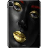 Adasena Apple iPad Pro 12.9" 4.nesil (MY2H2TU/A) Kılıf Tablet Için Desenli Silikon Kapak - Altın Makyaj - 001-Renkli