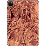 Adasena Apple iPad Pro 12.9" 4.nesil (MY2H2TU/A) Kılıf Tablet Için Desenli Silikon Kapak - Bronz Mermer - 001-Renkli