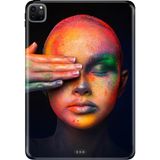 Adasena Apple iPad Pro 12.9" 4.nesil (MY2H2TU/A) Kılıf Tablet Için Desenli Silikon Kapak - Festival Makyajı - 001-Renkli
