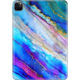 Adasena Apple iPad Pro 12.9" 4.nesil (MY2H2TU/A) Kılıf Tablet Için Desenli Silikon Kapak - Renkli Mermer - 001-Renkli