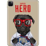 Adasena Apple iPad Pro 12.9" 4.nesil (MY2H2TU/A) Kılıf Tablet Için Desenli Silikon Kapak - Superhero Pug - 001-Renkli