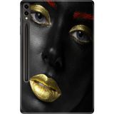 Adasena Galaxy Tab S9 Fe Plus+ SM-X610 12.4" Kılıf Tablet Için Desenli Silikon Kapak - Altın Makyaj - 001-Renkli