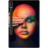Adasena Galaxy Tab S9 Fe Plus+ SM-X610 12.4" Kılıf Tablet Için Desenli Silikon Kapak - Festival Makyajı - 001-Renkli