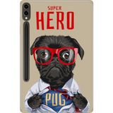Adasena Galaxy Tab S9 Fe Plus+ SM-X610 12.4" Kılıf Tablet Için Desenli Silikon Kapak - Superhero Pug - 001-Renkli