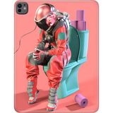 Adasena iPad Pro M5 2025 11" Inc Uyumlu Kılıf Tablet Için Desenli Silikon Kapak - Retro Astronot - 001-Renkli