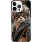 Adasena iPhone 14 Pro Kılıf Desenli Baskılı Tpu Rubber Kapak Parisli Kedi - 001-Renkli