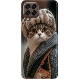 Adasena Samsung Galaxy M22 Kılıf Desenli Baskılı Tpu Rubber Kapak Parisli Kedi - 001-Renkli