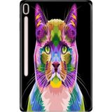 Adasena Samsung Galaxy Tab S7 Plus SM-T970 12.4" Kılıf Tablet Için Desenli Silikon Kapak - Kedi-Art - 001-Renkli