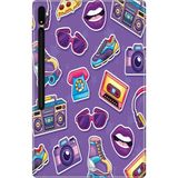 Adasena Samsung Galaxy Tab S8 SM-X700 11" Kılıf Tablet Için Desenli Silikon Kapak - 90'lar Sticker - 001-Renkli