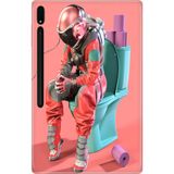 Adasena Samsung Galaxy Tab S8 SM-X700 11" Kılıf Tablet Için Desenli Silikon Kapak - Retro Astronot - 001-Renkli