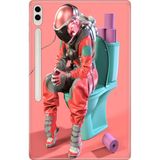 Adasena Samsung Galaxy Tab S8 Ultra SM-X900 14.6" Kılıf Tablet Için Desenli Silikon Kapak - Retro Astronot - 001-Renkli