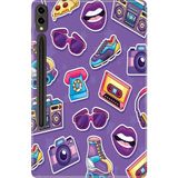 Adasena Samsung Galaxy Tab S9+ Plus 12.4" Kılıf Tablet Için Desenli Silikon Kapak - 90'lar Sticker - 001-Renkli