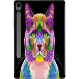 Adasena Samsung Galaxy Tab S9 SM-X710 11" Kılıf Tablet Için Desenli Silikon Kapak - Kedi-Art - 001-Renkli