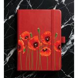 Adasena Tarihsiz 192 Sayfa Mini Termo Defter Baskılı Desenli 9X14 cm Kırmızı - Kırmızı Gelincik - 1 Adet