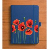 Adasena Tarihsiz 192 Sayfa Mini Termo Defter Baskılı Desenli 9X14 cm Lacivert - Kırmızı Gelincik - 1 Adet - 003-Lacivert