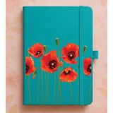 Adasena Tarihsiz 192 Sayfa Mini Termo Defter Baskılı Desenli 9X14 cm Turkuaz - Kırmızı Gelincik - 1 Adet