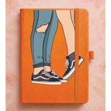 Adasena Tarihsiz 192 Sayfa Mini Termo Defter Baskılı Desenli 9X14 cm Turuncu - Sevgililer - 1 Adet - 860-Turuncu