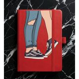 Adasena Tarihsiz 224 Sayfa Termo Defter Baskılı Desenli 13X21 cm Kırmızı - Sevgililer - 1 Adet - Kırmızı - Kırmızı