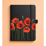 Adasena Tarihsiz 224 Sayfa Termo Defter Baskılı Desenli 13X21 cm Siyah - Kırmızı Gelincik - 1 Adet - 0 - Siyah