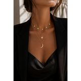 Adata Jewelry Çelik 3lü Yıldız Hilal Kadın Kombin Kolye Gold Renk