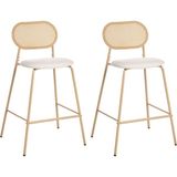 Adaver 2'li Rattan Bar Sandalyesi Seti, 72 Cm, Retro Stil, Açık Ahşap Görünümlü Tasarım - Kahverengi