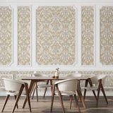 Adawall 1002-6 Signature Krem Simli Damask Desen Duvar Kağıdı