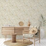 Adawall 9905-2 Tropicano Krem Yaprak Desenli Tropikal Duvar Kağıdı