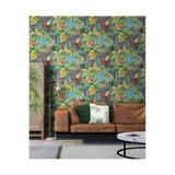 Adawall 9905 Serıe | Papağan Ve Tropikal Bitkili Trend Duvar Kağıdı (9905-4 : Gri), Gri, 110 X 110