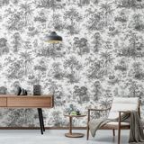 Adawall 9909-1 Tropicano Siyah Ağaç Desenli Tropikal Duvar Kağıdı