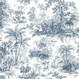 Adawall 9909-2 Tropicano Mavi Ağaç Desenli Tropikal Duvar Kağıdı