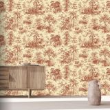 Adawall 9909-4 Tropicano Kırmızı Ağaç Desenli Tropikal Duvar Kağıdı