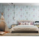 Adawall Adakıds 8901 Gökyüzünde Uçan Balonlar Bulut Ve Gökkuşağı Desenli Duvar Kağıdı 10,6M2
