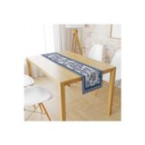 Adawall Blue Flowers Runner (Mavi Çiçekler), 140x45cm (İnce Keten, Uluslararası Yıkama Ve Solmama Sertifikası)