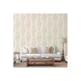 Adawall Çiçek Detaylı Rokoko Damask Deseni Duvar Kağıdı, 16,5 M2, Bej, Açık, Beyaz - Seven 7805-1