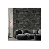 Adawall Geometrik Taş Desen Duvar Kağıdı | ROKA 23106-5, Koyu, Gri, Siyah, Elyaf Taban (Non-Woven) - 16.5 m²