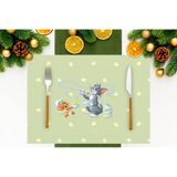 Adawall Green Tom & Jerry Kumaş Amerikan Servis 4'lü Set 35X50CM