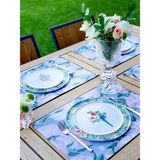 Adawall Home Blue & White Rose Kumaş Amerikan Servis 4'lü Set 35X50CM - 35 x 50 cm - Mavi